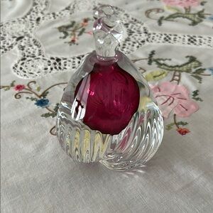 Jeff Sammartino 1988, signed, Pink and Clear Art Glass Perfume Bottle, elegant